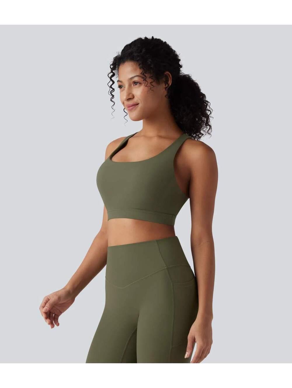Halara UltraSculpt™ Low Support Push-Up Yoga Sports Bra Green Size Medium - Picture 6 of 8